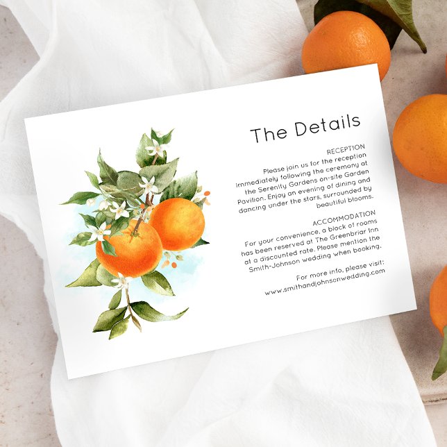 Information om orangar Citrus Garden bröllopskort Tack Kort (Skapare uppladdad)
