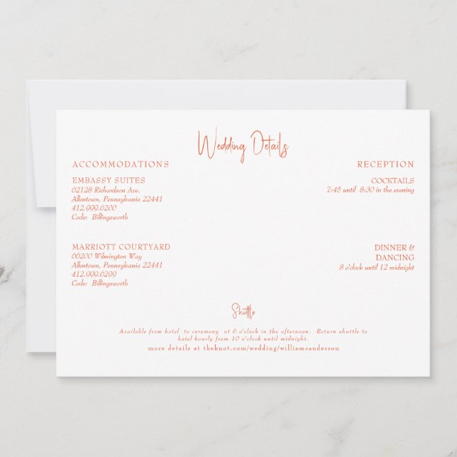 Information om orange Bröllop Inbjudningar (Framsida)