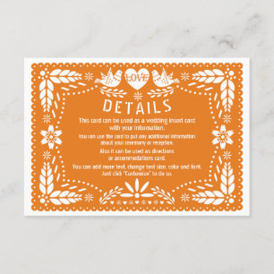 Information om orange papel picado love birds bröl tilläggskort