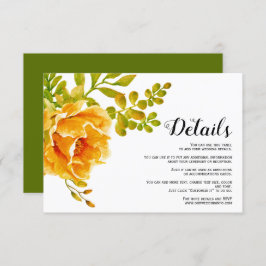 Information om orange vattenfärgsblommor blommigt  tilläggskort