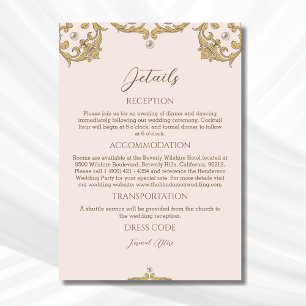Information om Ornate Rosa Beige Pearl Vintage brö Tilläggskort