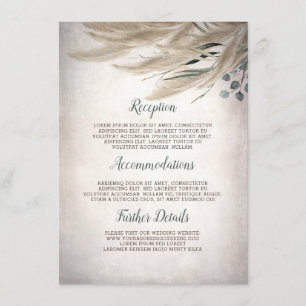 Information om Pampas Grass Greenery Bröllop Tilläggskort