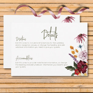 Information om Pastel & Burgundy Blooms Modern Blo Tilläggskort