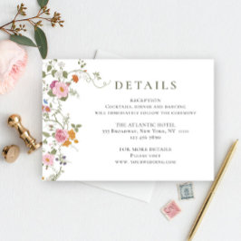 Information om Pastel Rosa Bohemian Wildblomma Brö Tilläggskort