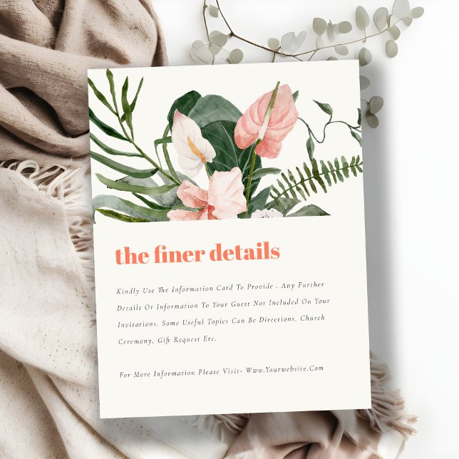 Information om Peach  Boho Tropical Blommigt Bröll Tilläggskort (Skapare uppladdad)
