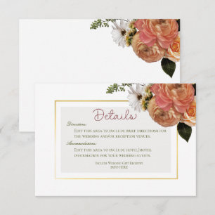 Information om Peach Mimosa Blooms Blommigt Bröllo Tilläggskort