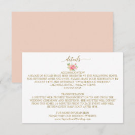 Information om Peach och Rosa Peony Flowers Bröllo Tilläggskort
