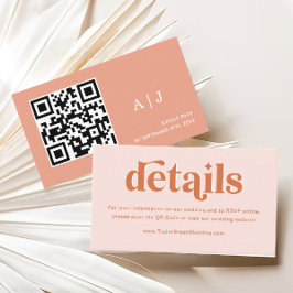 Information om Peach Rosa Orange Boho Disco Bröllo Tilläggskort