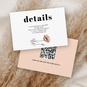 Information om Peach rosa-vallmoblommor QR bröllop Tilläggskort
