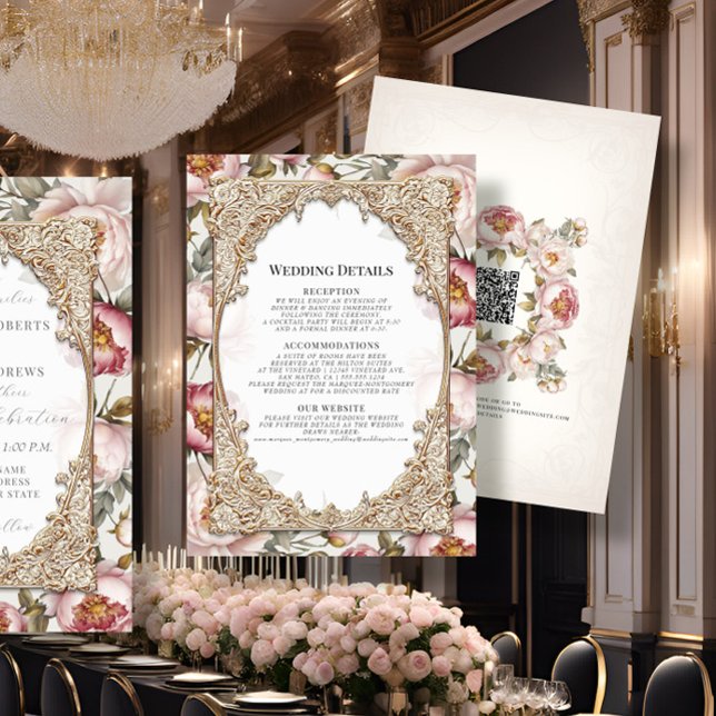Information om Peony Elegant Blommigt Guld Rosa oc Inbjudningar (Skapare uppladdad)