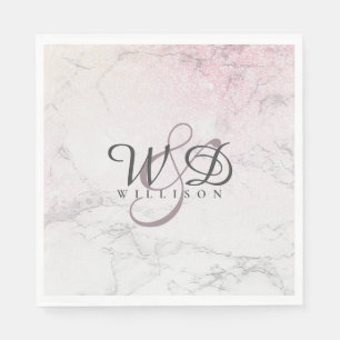 Information om personlig par Marble med glitter Pappersservett