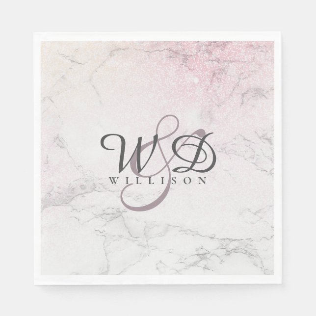 Information om personlig par Marble med glitter Pappersservett (Framsidan)