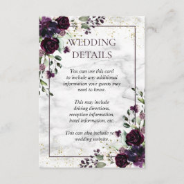 Information om Plum Lila Guld Marble Blommigt Bröl Tilläggskort