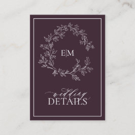 Information om Plum Lila Leafy Vapensköld Monogram Tilläggskort