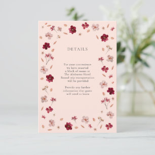 Information om pressad röd Rosa och grädde, blommi Tilläggskort