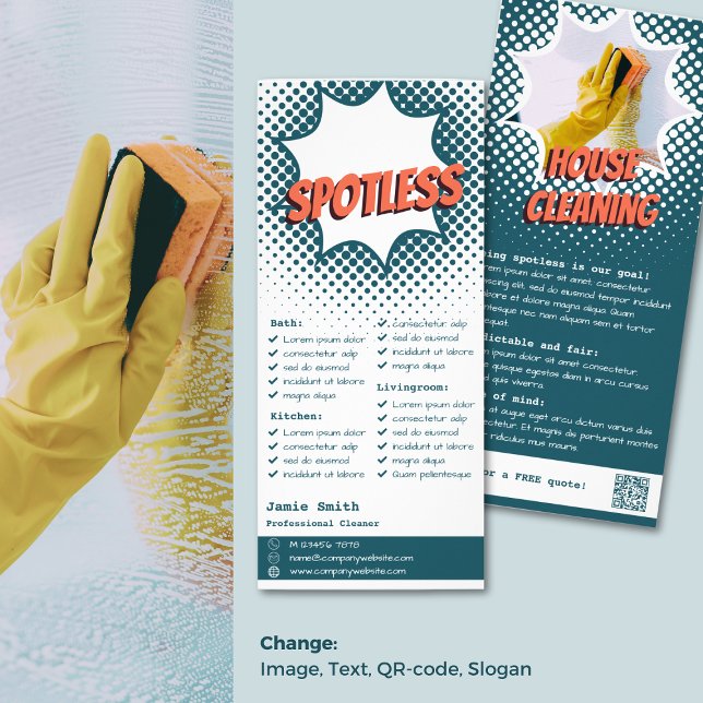 Information om professionell House Städning Servic Reklamkort (Professional House Cleaning Services Information Rack Card)