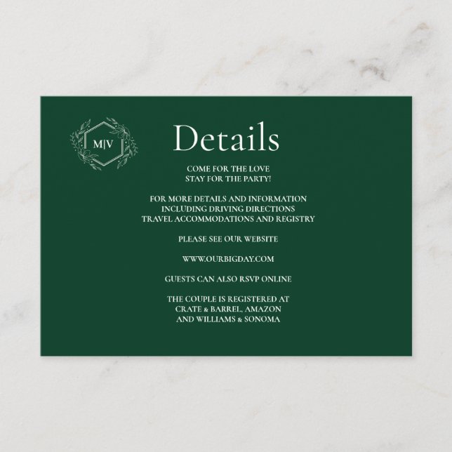 Information om QR Code Emerald Grönt-hölje Tilläggskort (Framsida)