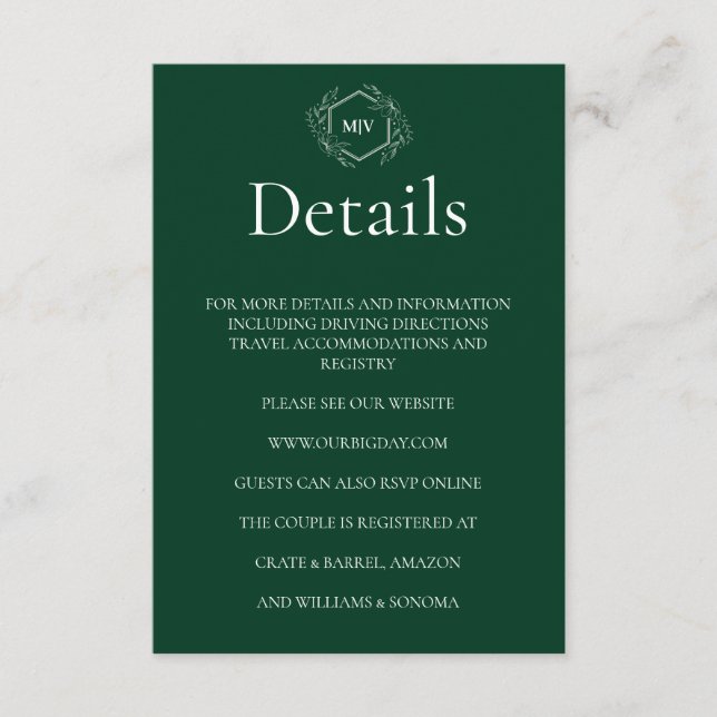 Information om QR Code Emerald Grönt-hölje Tilläggskort (Framsida)