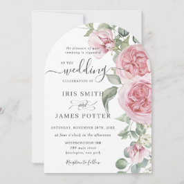 Information om QR för elegant  Rosa ros Blommigt B Inbjudningar