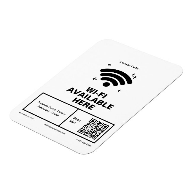 Information om Qr-kod Business Namn Minimal wifi Magnet (Vänstra Sidan)