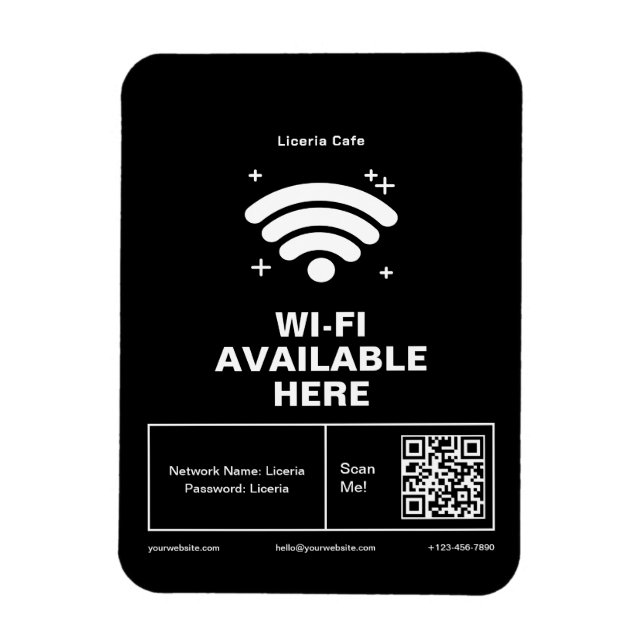 Information om Qr-kod Business Namn Minimal wifi Magnet (Vertikal)