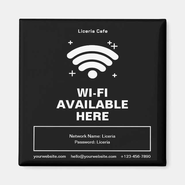 Information om Qr-kod Business Namn Minimal wifi Magnet (Framsidan)