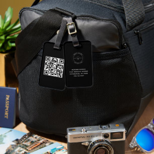 Information om QR-kod Enkel minimal Logotyp Namn Bagagebricka