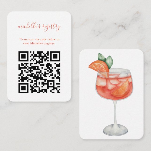 Information om QR-kod för Aperol Spritz Bröllop Br Tilläggskort (Fram/baksida)