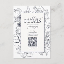 Information om QR-kod för blå Blommigt Bröllop Tilläggskort