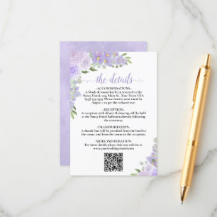 Information om QR-kod för elegant Lavender Blommig Tilläggskort