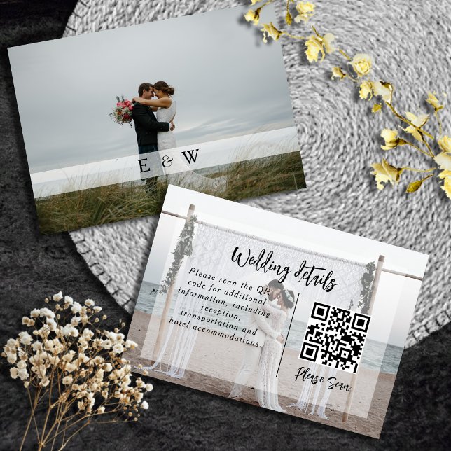 Information om QR-kod för elegantens moderna överl Tilläggskort (Elegant Modern overlay Wedding Details QR code Enclosure Card)