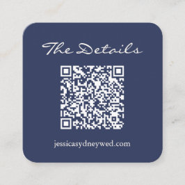Information om QR-kod för enkel marin blå Bröllop- Tilläggskort