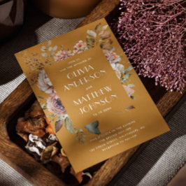 Information om QR-kod för Fall Senap gult blommigt Inbjudningar