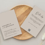 Information om QR-kod för modern Minimal enkel grå Inbjudningar<br><div class="desc">Modern enkel elegant,  enkel grått och svart bröllop,  detaljer och QR-kodinbjudan. En del av en modern samling.</div>