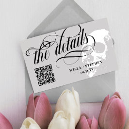Information om QR-kod för vit skull för Bröllop Tilläggskort