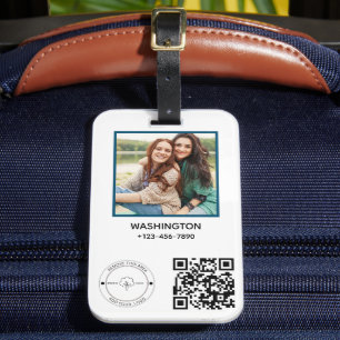 Information om QR-kod - Logotypen Namn bild - rubr Bagagebricka