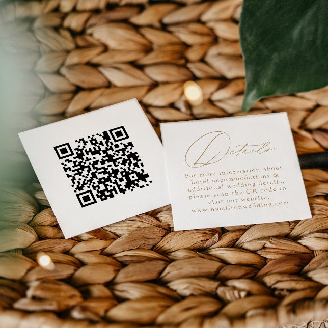 Information om QR-koden Bröllop i Guld i elegant Tilläggskort (Skapare uppladdad)