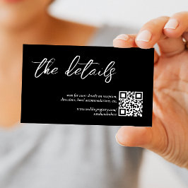 Information om QR-koden Bröllop i svart Elegant Tilläggskort