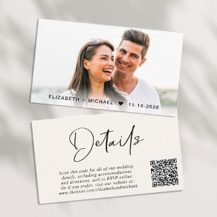Information om QR-koden Cream Bröllop i chic-skrip Tilläggskort