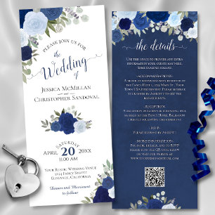 Information om QR-koden för elegant Blue Boho Ro B Inbjudningar