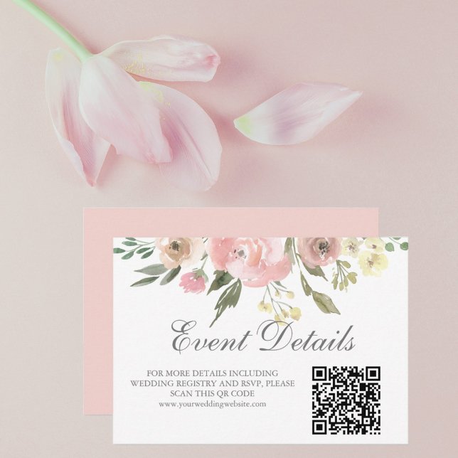 Information om QR-koden för elegant  Rosa Blommigt OSA Kort (Skapare uppladdad)