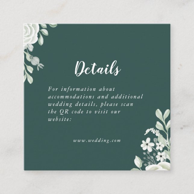 Information om QR-koden för grönt Löv Blommigt Tilläggskort (Framsida)