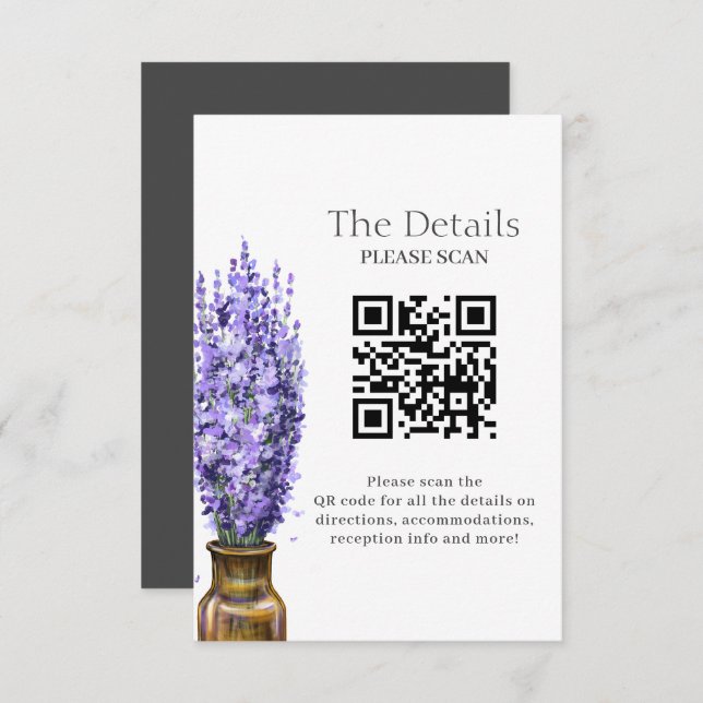 Information om QR-koden för Lavender Modern Blommi Tilläggskort (Fram/baksida)