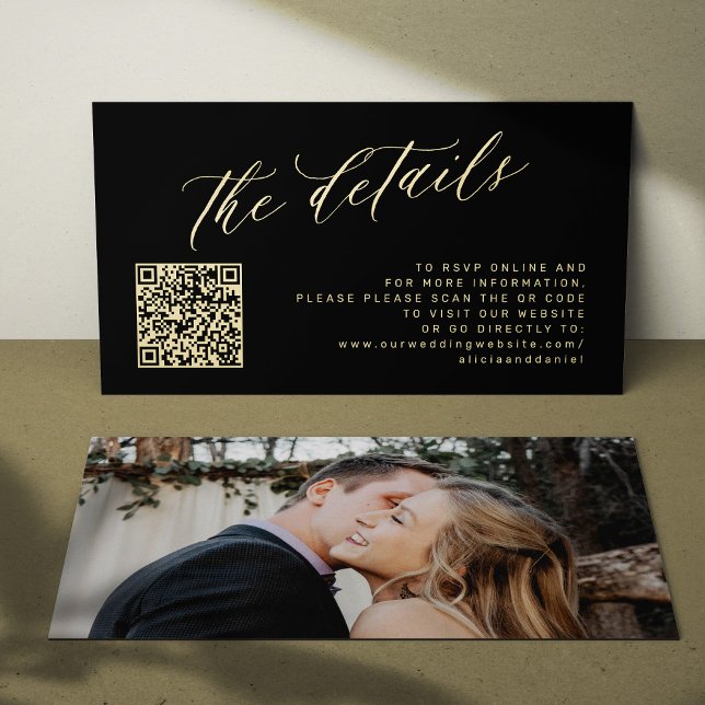 Information om QR-kodfotot elegant guld svarta brö Tilläggskort (Skapare uppladdad)