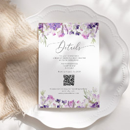 Information om QR-kodlavender elegant bröllop Tilläggskort