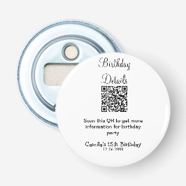 Information om QR-skanning, födelsedagsfest, moder Flasköppnare