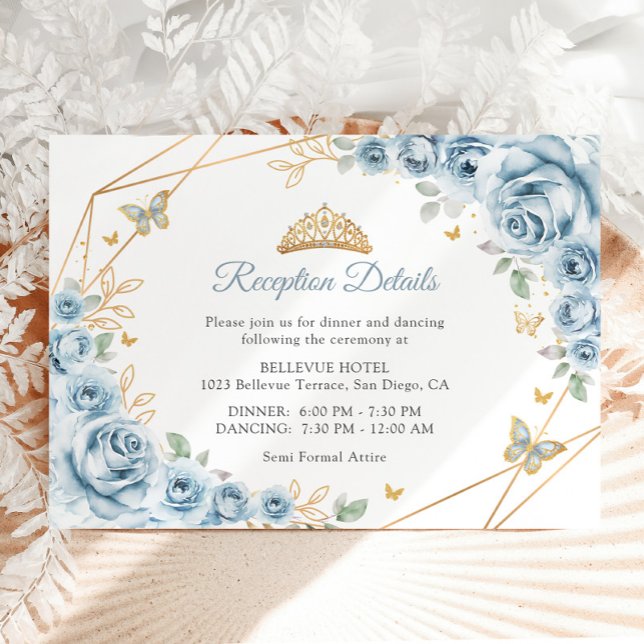 Information om Quinceanera för baby blue Guld Blom Tilläggskort (Skapare uppladdad)