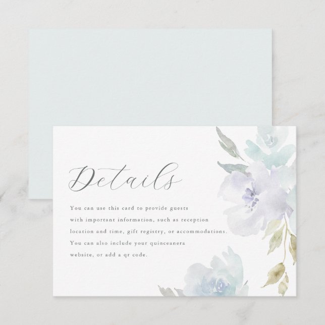 Information om Quinceanera Guest för elegant Blue  OSA Kort (Fram/baksida)