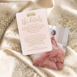 Information om Quinceañera Photo  Rosa & Guld Kron Tilläggskort