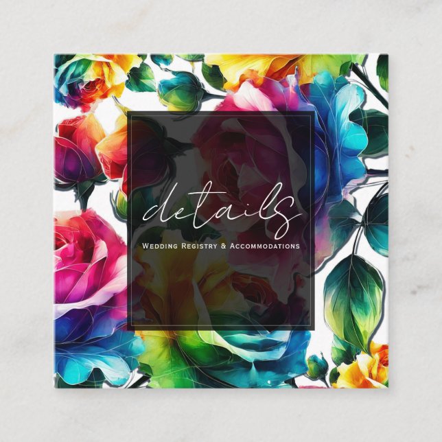 Information om Rainbow Ro Black & White Vibrant Bl Fyrkantigt Visitkort (Framsida)